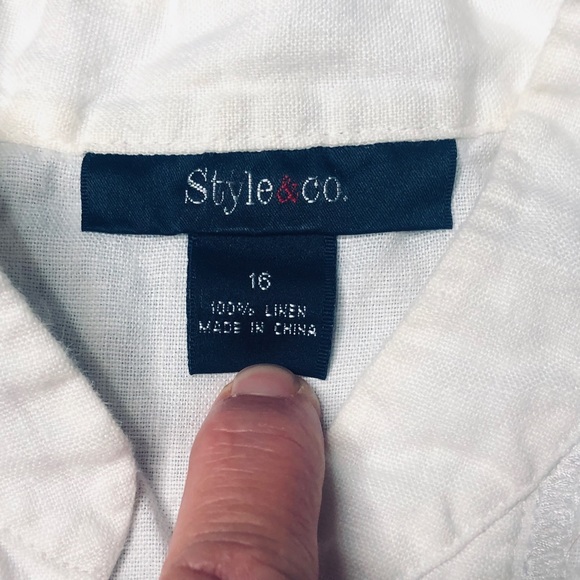 Style&Co, White Linen Blouse. Sz 16 - Picture 4 of 4